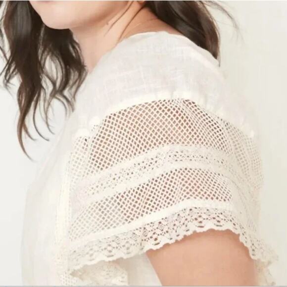 Old Navy Flutter Sleeve Shift Dress M Cream Lace Summer Coastal Cottage Coquette - Picture 3 of 15